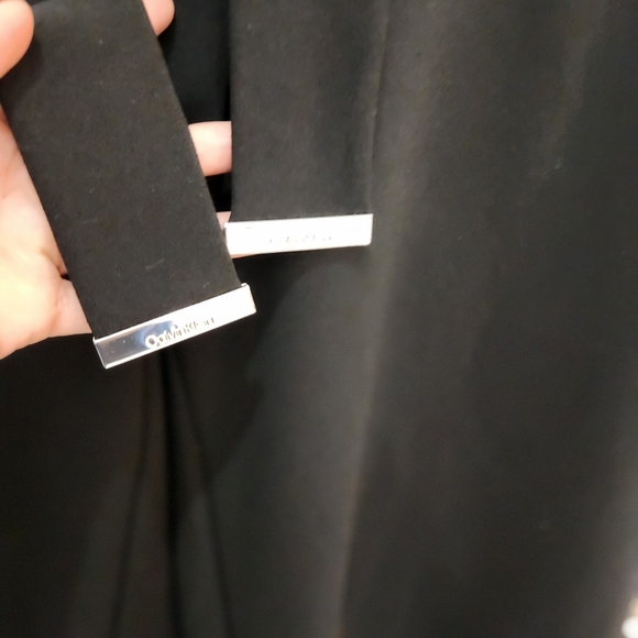 Calvinklein wide leg pointe cropped pants belted sz M logo work wear - Picture 8 of 9